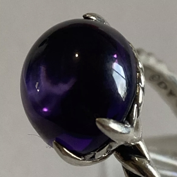 ⭐ David Yurman Sterling Silver Cable & Amethyst Ring D.Y. 925 Size 6.75 ✨ - Picture 6 of 15